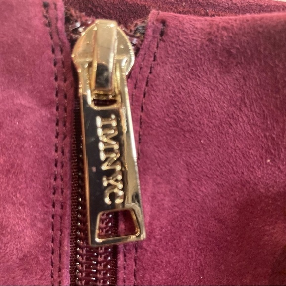 IMNYC  Sz 7.5 Isaac Mizrahi Suede w/ Gold Accent Stacked Heel Frances Booties - Picture 14 of 14